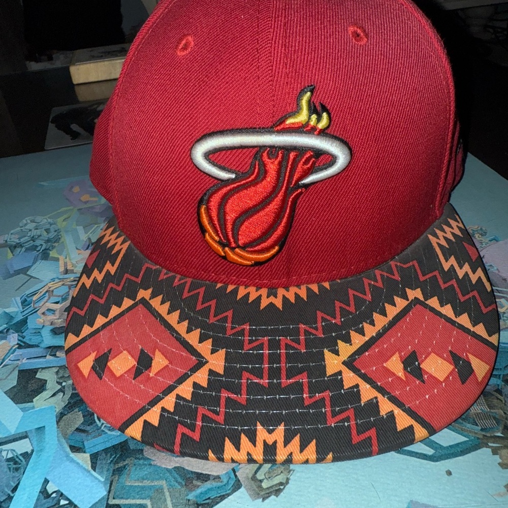Limited addition 2014 Miami Heat New Era Red and Black Patterned Hat